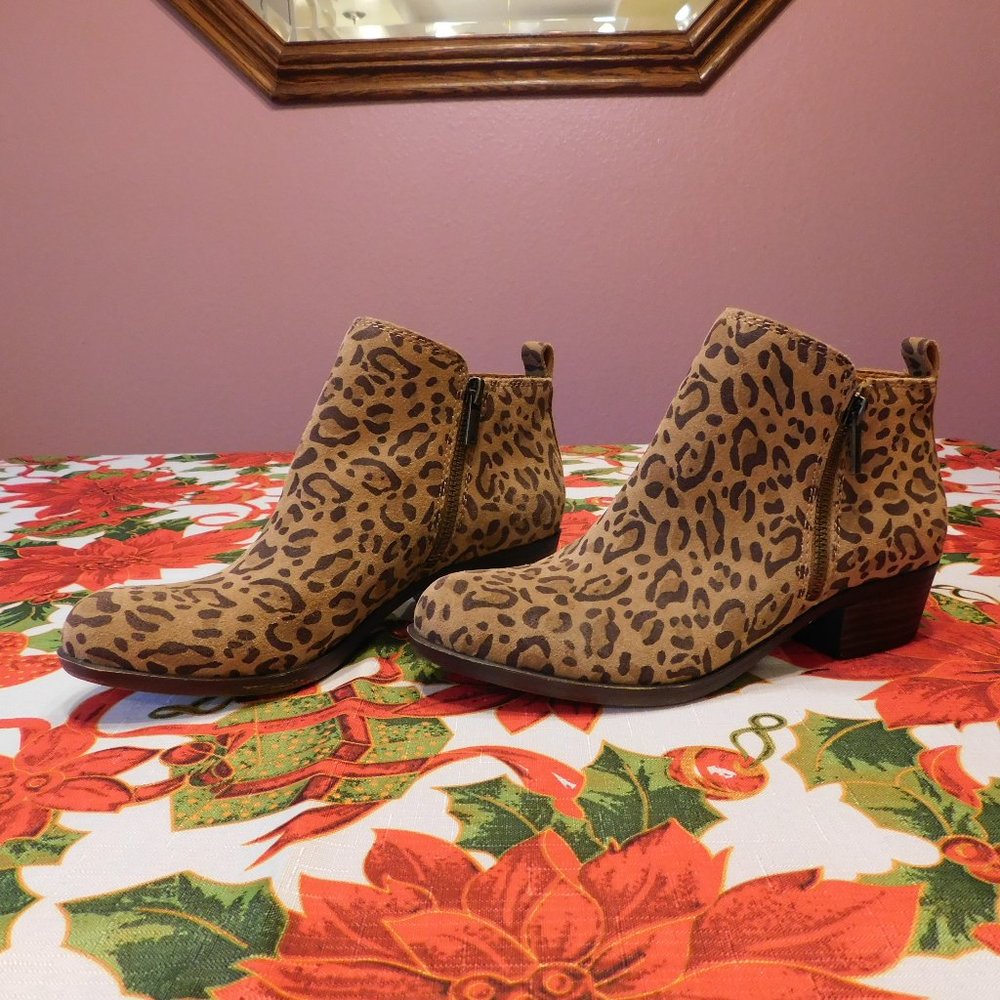 Lucky Brand Basel Suede Leopard Booties -  7M